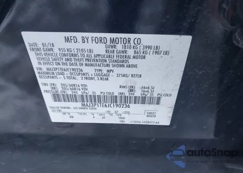 2018 Ford Ecosport Se from USA, damaged, VIN MAJ3P1TE6JC190236